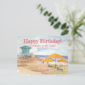 Gelukkige verjaardag oceaan vieren in het zand briefkaart (Staand voorkant)