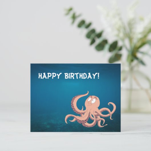 Gelukkige Verjaardag Octopus Briefkaart (Staand voorkant)