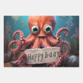 Gelukkige Verjaardag Octopus Inpakpapier Vel (Voorkant 3)