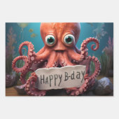 Gelukkige Verjaardag Octopus Inpakpapier Vel (Voorkant)