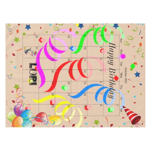 Gelukkige Verjaardag Oktober 2022 Tafelkleed (Voorkant (Horizontaal))