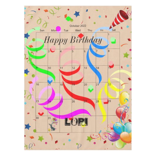 Gelukkige Verjaardag Oktober 2022 Tafelkleed (Voorkant)