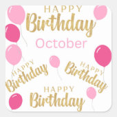 Gelukkige verjaardag Oktober Birthdays Sticker (Voorkant)