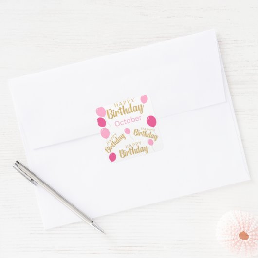 Gelukkige verjaardag Oktober Birthdays Sticker (Envelop)