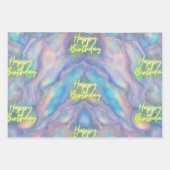 Gelukkige Verjaardag Oktober Birthstone Opal Inpakpapier Vel (Voorkant 3)