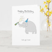 Gelukkige verjaardag - olifant kaart (Gele Bloem)