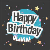 Gelukkige verjaardag Olivia Blue Sticker (Voorkant)