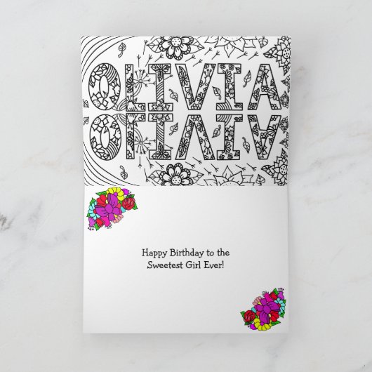 Gelukkige Verjaardag Olivia, met binnen kleurplaat Kaart (Binnen)