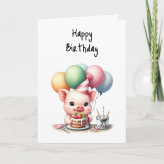 Gelukkige Verjaardag om Pig Out op Cake Ballons Kaart
