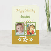 Gelukkige Verjaardag Oma foto's groen en goud Kaart (Voorkant)