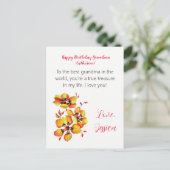 Gelukkige verjaardag oma! Ik hou van je! Briefkaart (Staand voorkant)