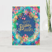 Gelukkige Verjaardag Oma Mooie Bloemen Trendy Kaart (Voorkant)