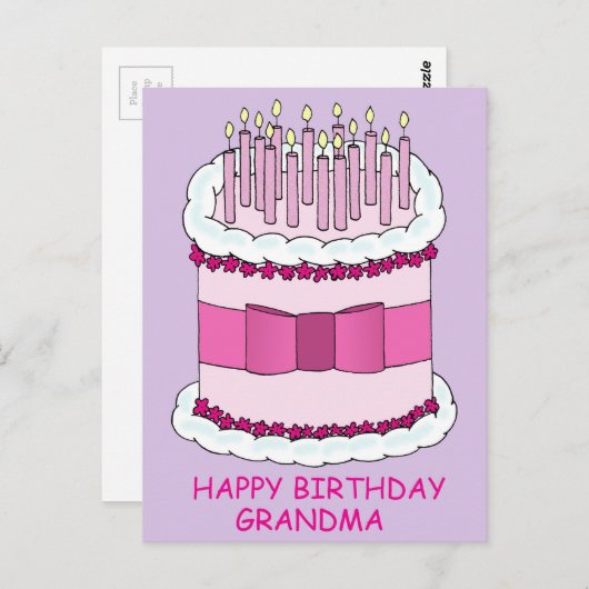 Gelukkige Verjaardag Oma Taart Met Kaarsen Briefkaart (Voorkant / Achterkant)