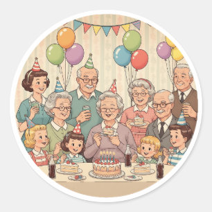 Gelukkige Verjaardag Oma Vintage Ontwerp Ronde Sticker