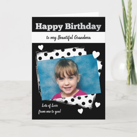 Gelukkige Verjaardag Oma zwart-wit foto Kaart (Voorkant)