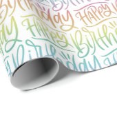 Gelukkige Verjaardag Ombre Gradiënt Hand Lettering Cadeaupapier (Rol Hoek)