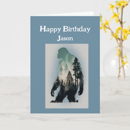 Gelukkige Verjaardag One of a Kind Sasquatch Big F Kaart (Gele Bloem)