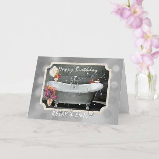 Gelukkige verjaardag Ontspan en geniet van bubbels Kaart (Orchidee)