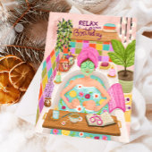 Gelukkige Verjaardag Ontspannen Vrouw Bloemen Moed Kaart