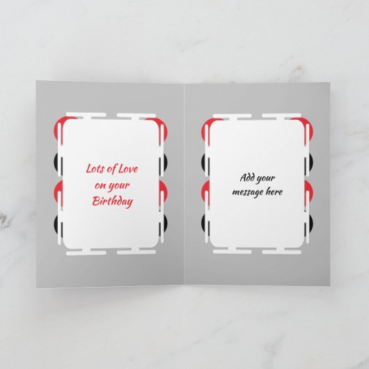 Gelukkige Verjaardag Oom 2 foto rood grijs Kaart (Binnen)