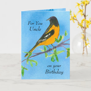 Gelukkige verjaardag oom Baltimore Oriole Bird Kaart