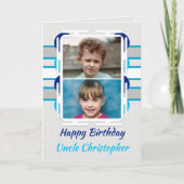 Gelukkige Verjaardag Oom blauw en grijs foto Kaart (Voorkant)