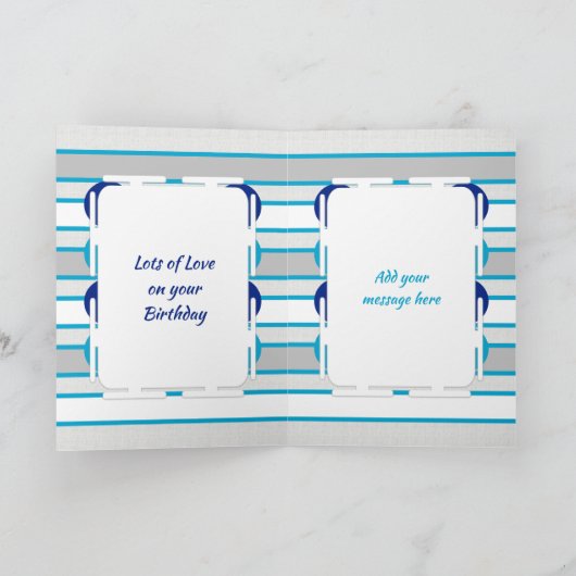 Gelukkige Verjaardag Oom blauw en grijs foto Kaart (Binnen)