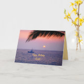 Gelukkige Verjaardag Oom Tropische Zonsondergang Kaart (Gele Bloem)