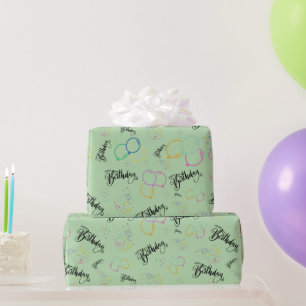 Gelukkige Verjaardag op Bord Green Wrapping Paper Cadeaupapier