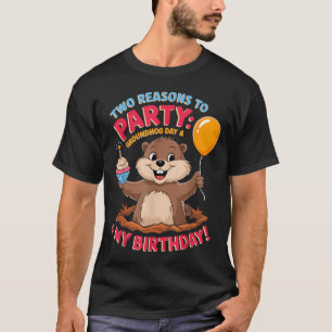 Gelukkige verjaardag op Groundhog Day 2025 Cute ve T-shirt