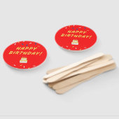 Gelukkige verjaardag op rood handwaaier (Niet-gemonteerd)