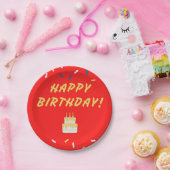 Gelukkige verjaardag op rood papieren bordje (Feest)