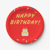 Gelukkige verjaardag op rood papieren bordje (Voorkant)