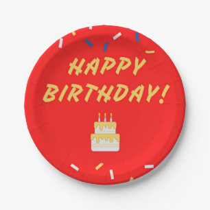 Gelukkige verjaardag op rood papieren bordje