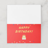Gelukkige verjaardag op rood plaatskaartje (Buitenkant ongevouwen)