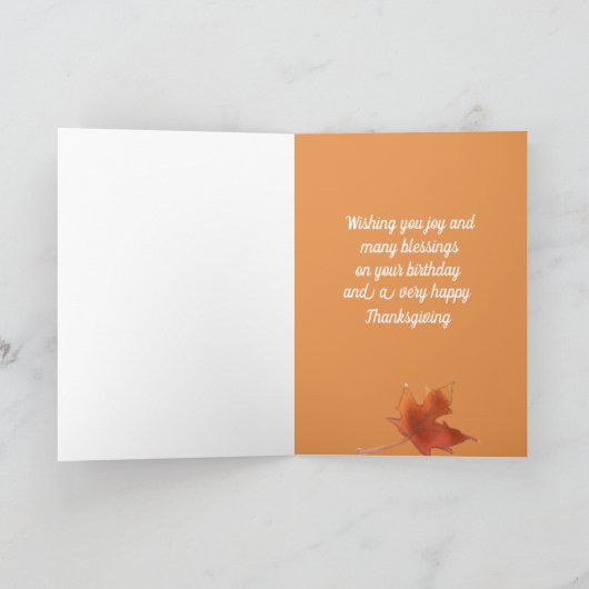 Gelukkige verjaardag op Thanksgiving herfstbladere Kaart (Binnen)