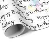 Gelukkige verjaardag op wit met bellen cadeaupapier (Rol Hoek)