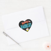 Gelukkige Verjaardag op Zwart Hart Sticker (Envelop)