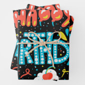 Gelukkige Verjaardag op Zwart Inpakpapier Vel (In situ)