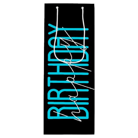 Gelukkige verjaardag op zwart wijn cadeautas (Voorkant)