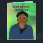 Gelukkige Verjaardag Opa Afrikaanse Amerikaan Kaart<br><div class="desc">Deze coole Birthday Kaart is voorzien van een Afro-Amerikaans mannetje met een blauw shirt en pet. Haal deze kaart voor je verdienstelijke grootvader om je waardering te shows.</div>