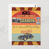 Gelukkige Verjaardag Opa Retro  Kaart (Voorkant / Achterkant)