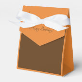 gelukkige verjaardag oranje en bruine doos bedankdoosjes (Voorkant Zijde)