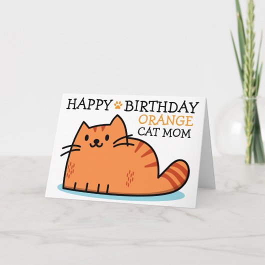 Gelukkige Verjaardag Oranje Kat Mam Kaart (Voorkant)