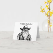 Gelukkige Verjaardag Oude Cowboy in Leren Jas Kaart (Gele Bloem)