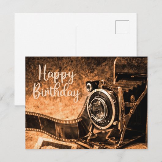 Gelukkige verjaardag Oude Vintage Filmcamera   Briefkaart (Voorkant / Achterkant)