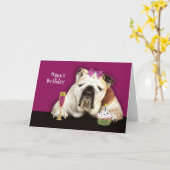 gelukkige verjaardag, ouder worden, grappige hond, kaart (Gele Bloem)