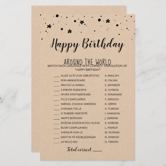 Gelukkige Verjaardag over de hele wereld Verjaarda (Voorkant / Achterkant)