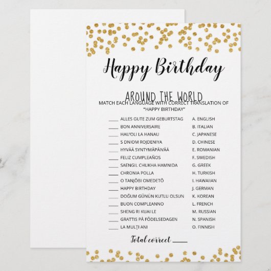 Gelukkige Verjaardag over de hele wereld Verjaarda (Voorkant / Achterkant)