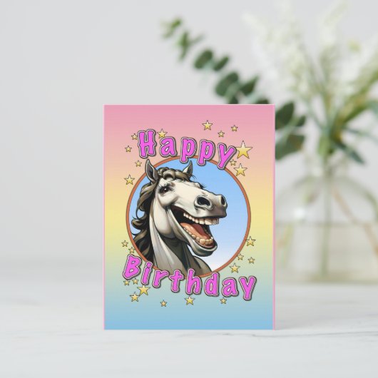gelukkige verjaardag paard briefkaart (Staand voorkant)
